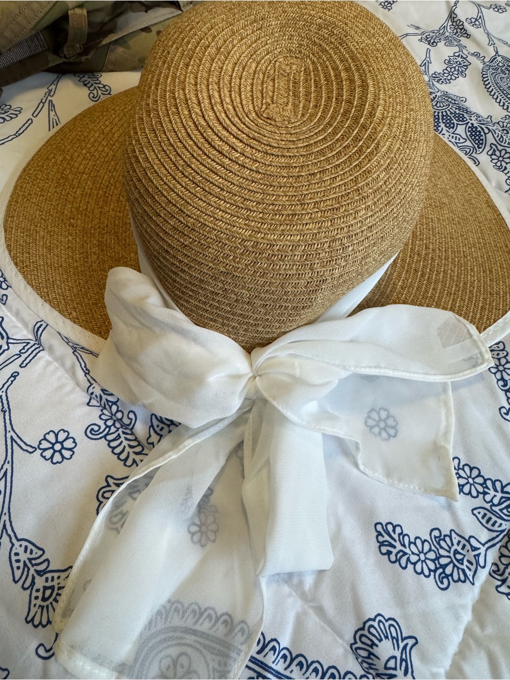 San Diego Hat Company Tan Straw Sun Hat with White Band - Picture 2 of 3